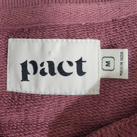 Pact Organic Cotton Pullover Sweatshirt Side Split Raw Hem Sz M Plum Mauve EUC - Picture 3 of 11